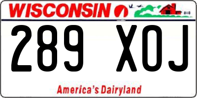 WI license plate 289XOJ