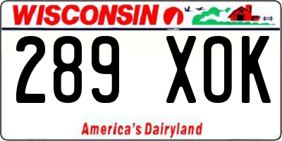 WI license plate 289XOK