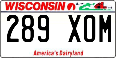 WI license plate 289XOM