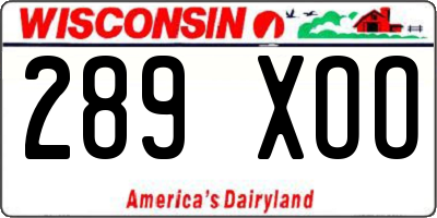 WI license plate 289XOO