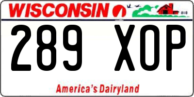 WI license plate 289XOP