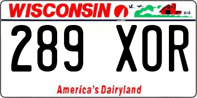 WI license plate 289XOR