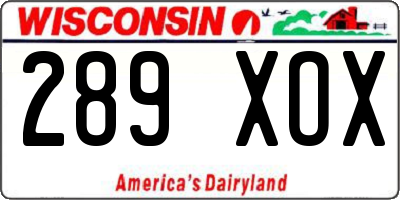 WI license plate 289XOX