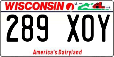 WI license plate 289XOY