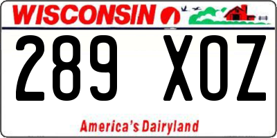 WI license plate 289XOZ