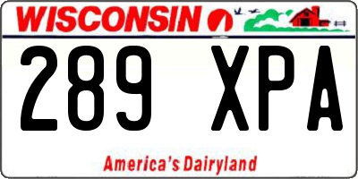 WI license plate 289XPA