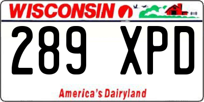 WI license plate 289XPD