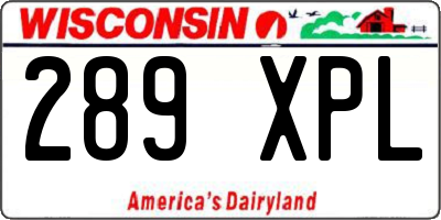 WI license plate 289XPL