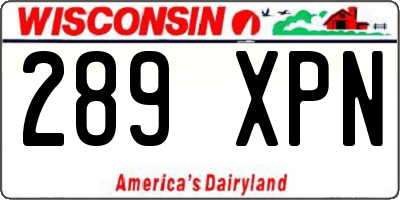WI license plate 289XPN