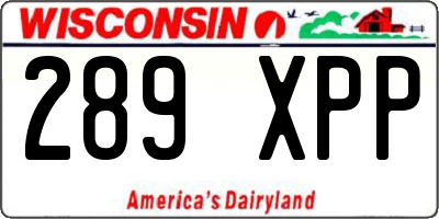 WI license plate 289XPP