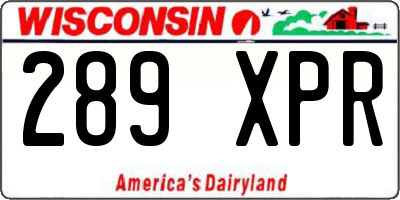 WI license plate 289XPR