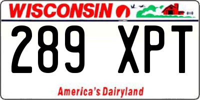 WI license plate 289XPT