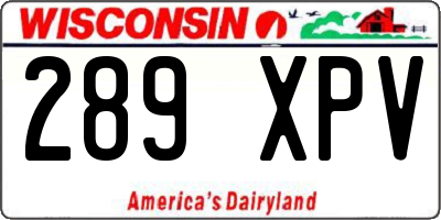 WI license plate 289XPV