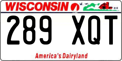 WI license plate 289XQT