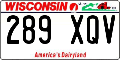 WI license plate 289XQV