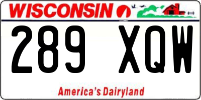 WI license plate 289XQW