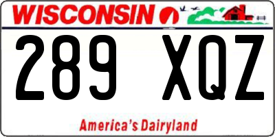 WI license plate 289XQZ