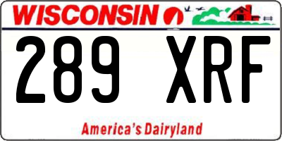 WI license plate 289XRF