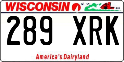 WI license plate 289XRK