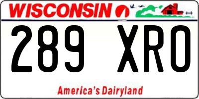 WI license plate 289XRO