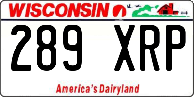 WI license plate 289XRP