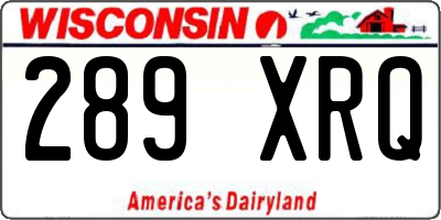 WI license plate 289XRQ
