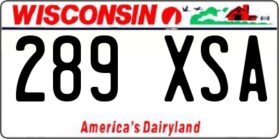 WI license plate 289XSA