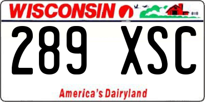 WI license plate 289XSC