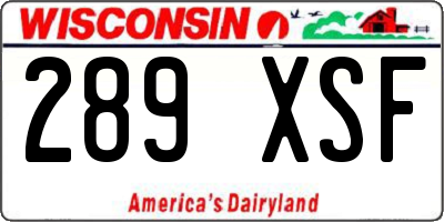 WI license plate 289XSF