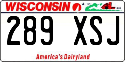 WI license plate 289XSJ
