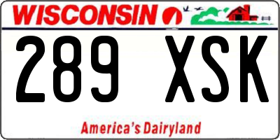 WI license plate 289XSK