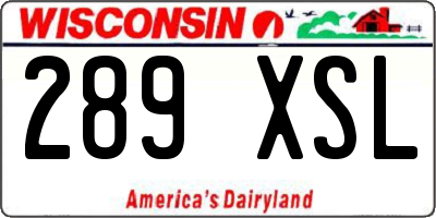 WI license plate 289XSL