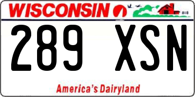WI license plate 289XSN