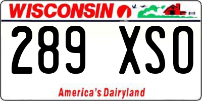 WI license plate 289XSO
