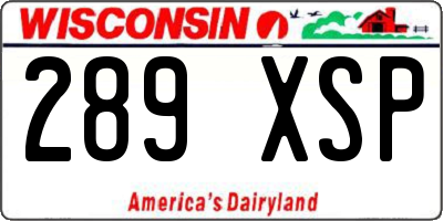 WI license plate 289XSP