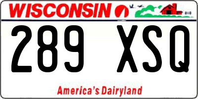 WI license plate 289XSQ