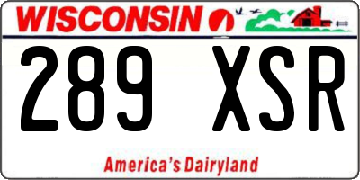 WI license plate 289XSR