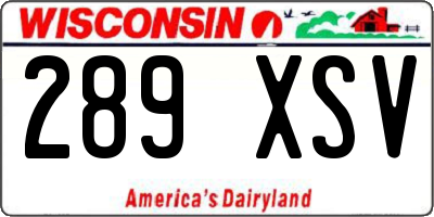 WI license plate 289XSV