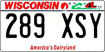 WI license plate 289XSY
