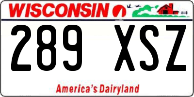 WI license plate 289XSZ