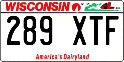 WI license plate 289XTF