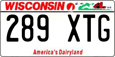 WI license plate 289XTG