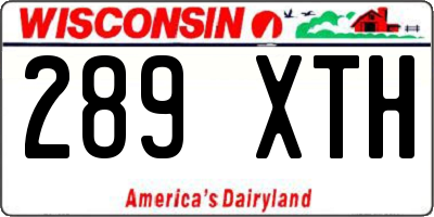 WI license plate 289XTH