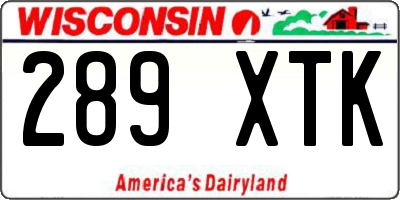 WI license plate 289XTK