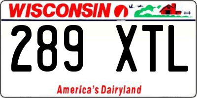 WI license plate 289XTL