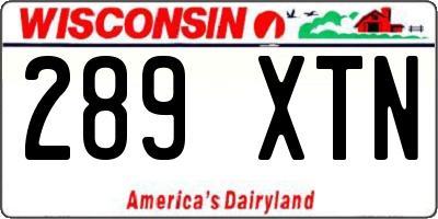 WI license plate 289XTN