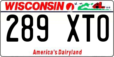 WI license plate 289XTO