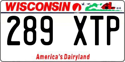 WI license plate 289XTP