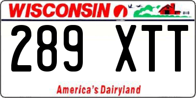WI license plate 289XTT