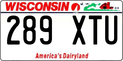 WI license plate 289XTU